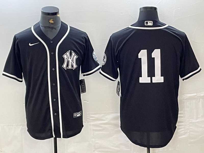 Men's New York Yankees #11 Anthony Volpe No Name Black White Cool Base Stitched Jersey